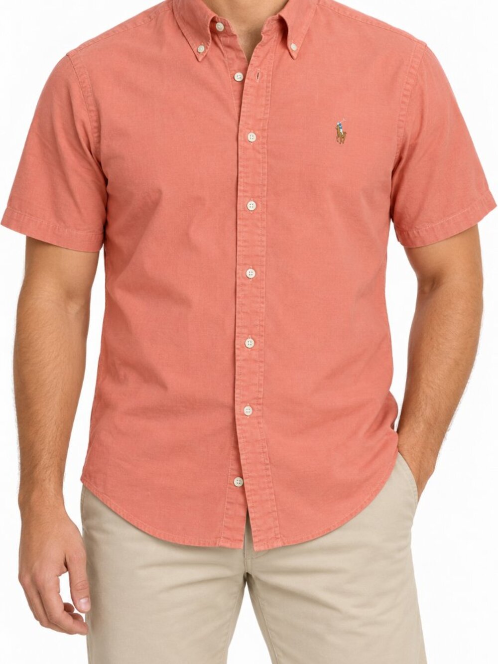 Ralph Lauren Custom Fit Coral Short Sleeve Shirt Men’s L